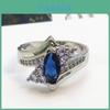 Bague Géométrique Bleue Éblouissante Fabriquée en Cuivre pour une Déclaration de Mode Élégante