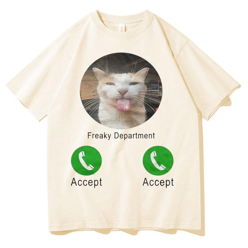 

Cat Meme Calling TShirt Unisexs Womens Loose Crew Neck Y2K Short Sleeve Casual Daily Wear Short Sleeves Teenagers Cotton Clothing 3XL