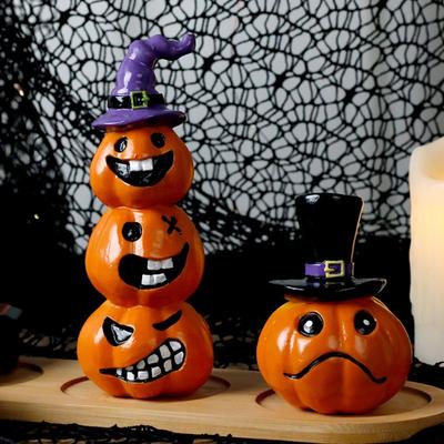 Halloween Pumpkin Resin Ornaments Creative Funny Pumpkin Ornaments Halloween Festival Desktop Decoration Ornaments