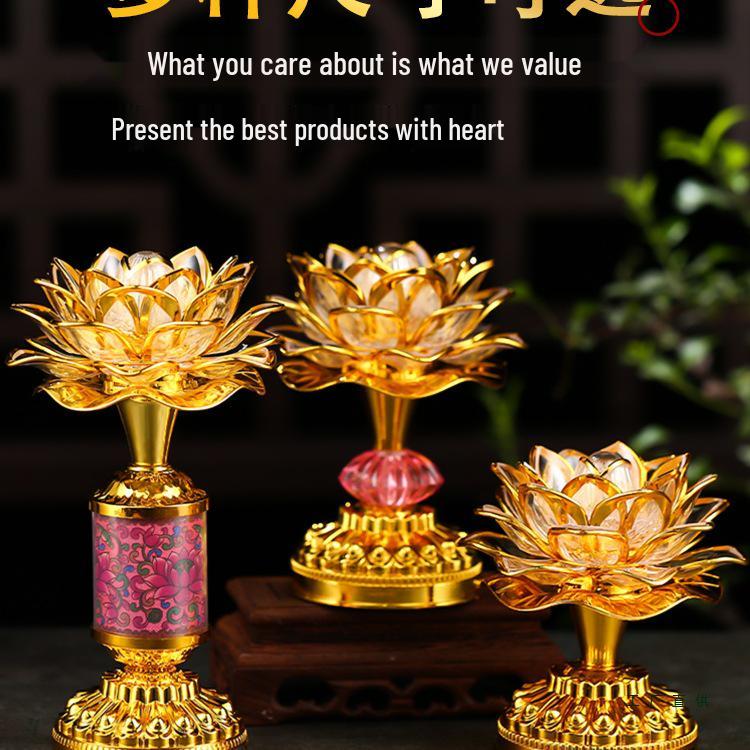 2025 Lotus Bodhisattva Buddha Offering LED Lamp: Colorful, Everlasting Household Decor