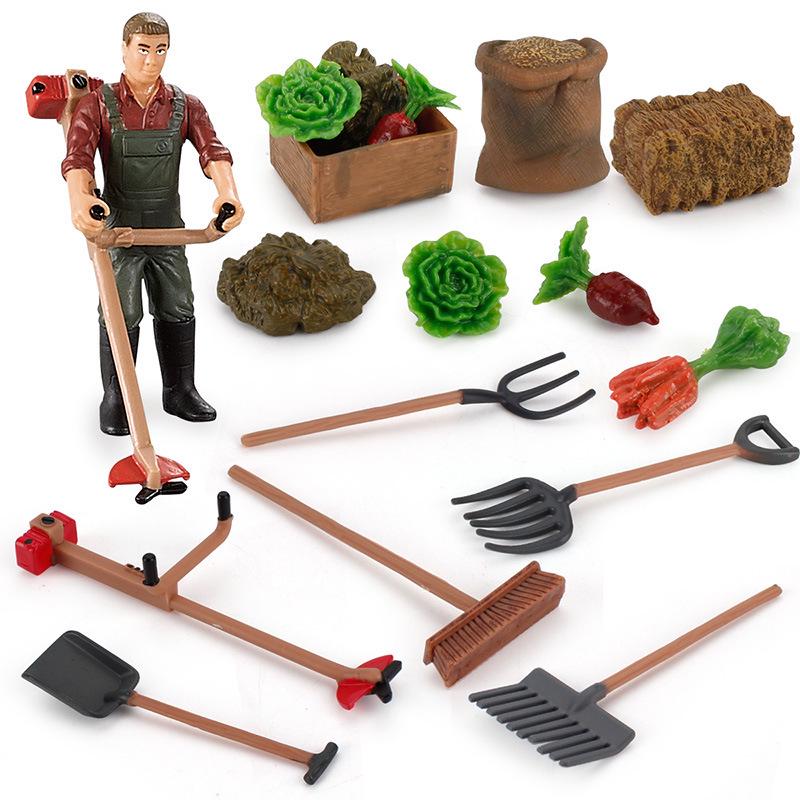 Handmade Farm Tools Set: Forage Fork, Lawn Mower, Brush, Sand Table Accessories