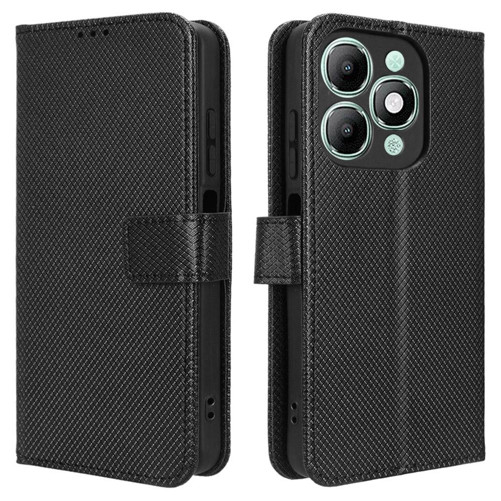 For Itel A90 4G Leather Wallet Case with Strap Diamond Texture Phone Cover