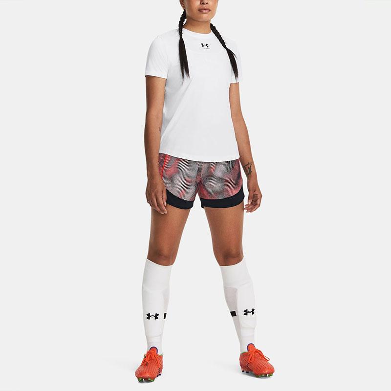 Under Armour Challenger Pro Color Block Printed Sports Shorts Women Shorts Beta-Red 1381049-628