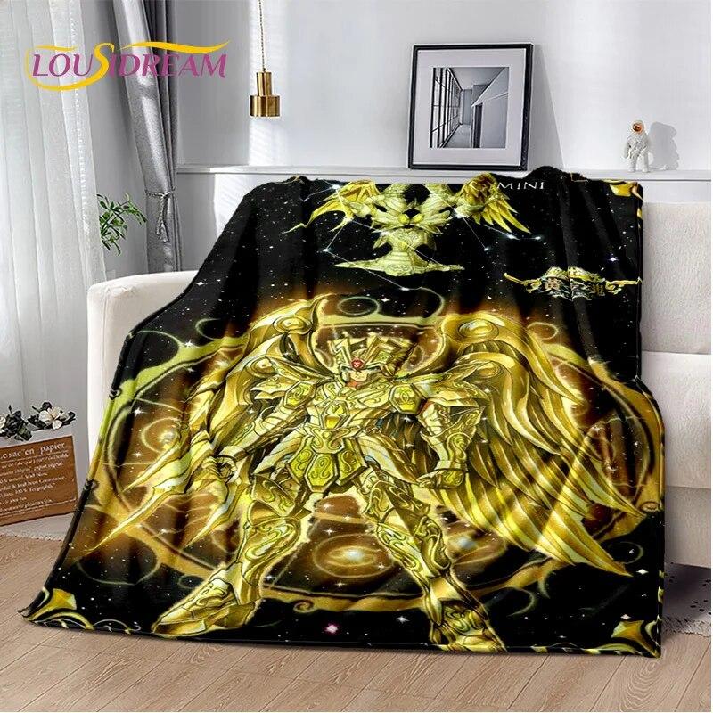 Cartoon Saint Seiya Retro Anime HD Blanket,Soft Throw Blanket for Home Bedroom Bed Sofa Picnic Travel Office Cover Blanket Kids
