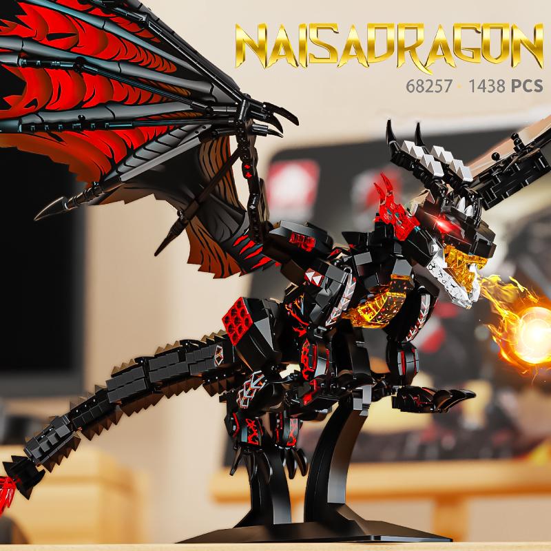 2026 New Western mythology story toy Warcraft Dragon Spray Fire Dragon Assembled Building Block Model Gift Dinosaur