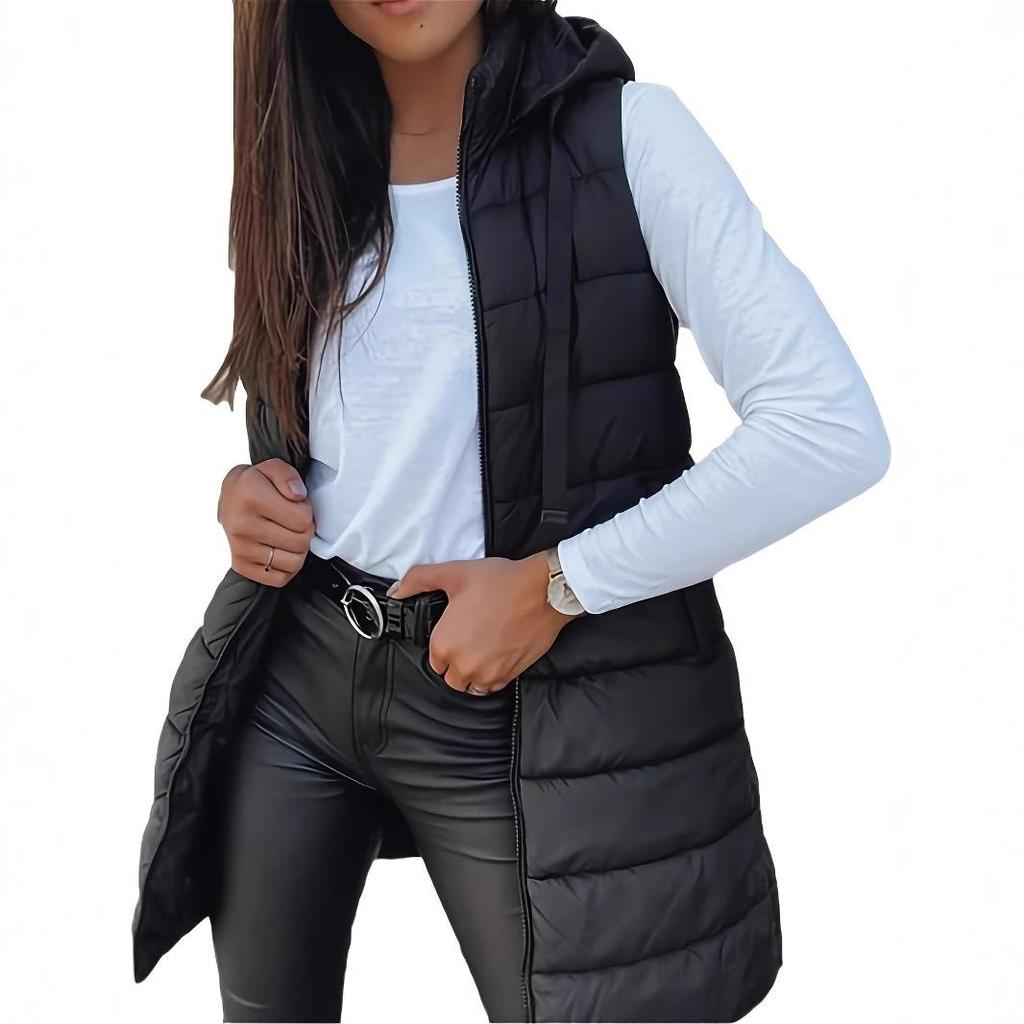 Women's Hooded Puffer Vest, Casual Winter Outfit
