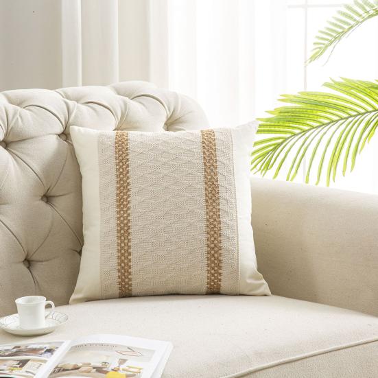 2 Stück Kissenbezug im Bohemian-Stil, farblich passend, quadratische Form, für Schlafzimmer, Wohnzimmer, Sofa, Dekoration, Kissenbezug