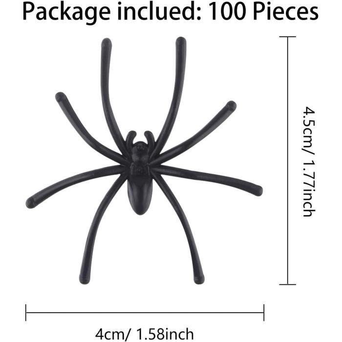 Halloween Decorations - Plastic Spider - 100 PCS - Realistic - Indoor Use