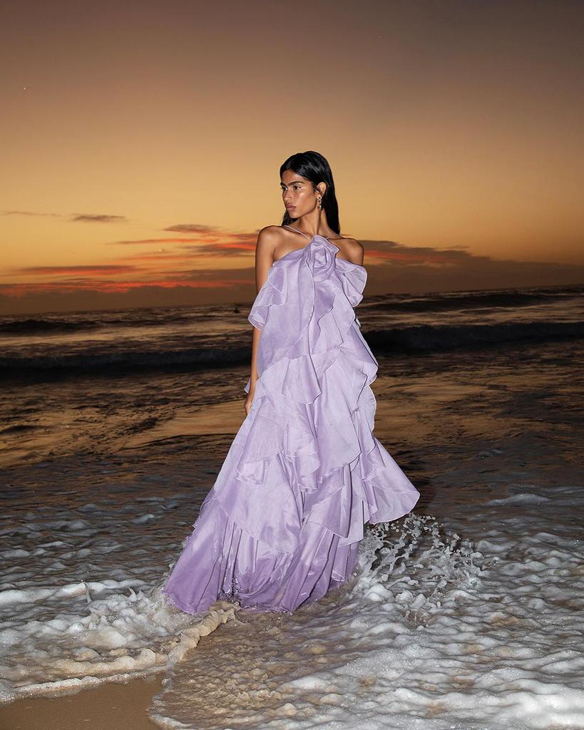 2025 Trendy Women's Off-the-Shoulder Backless Sleeveless Halter Neck Dress with Ruffled Fluffy Skirt