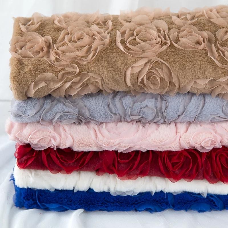 140*50cm Şakayık Tavşan Kadife İşlemeli Peluş Kumaş Kalın Suni Kürk Kumaş Kışlık Mont Kürk Yaka Giysi Fotoğraf Aksesuarları Dekor