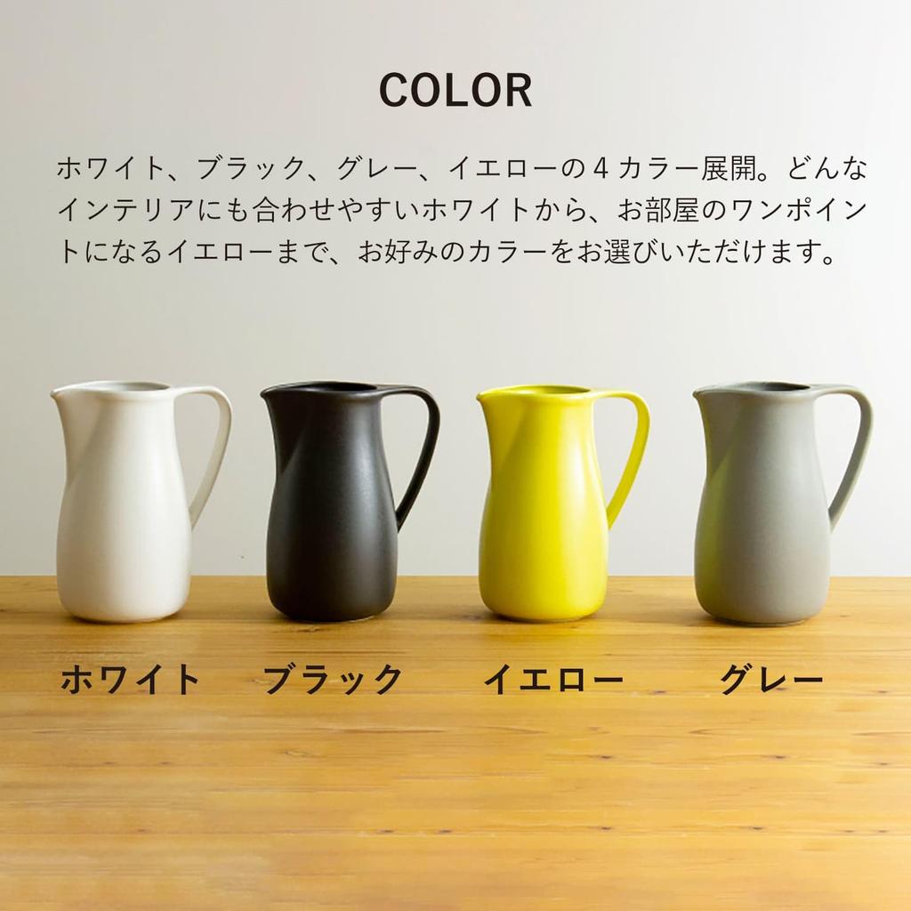 Kamoshika Douguten Large Capacity Pitcher, 1.3L, Suitable for Water, Soup, or as a Flower Vase, Made in Banko Ware, for Pots and Dashi (White)