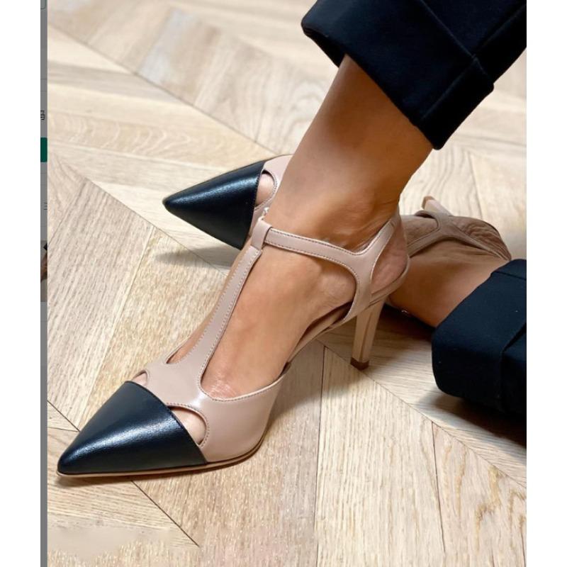eBay Summer High Heel Fashion Color Matching Buckle Hollow Sandals 34