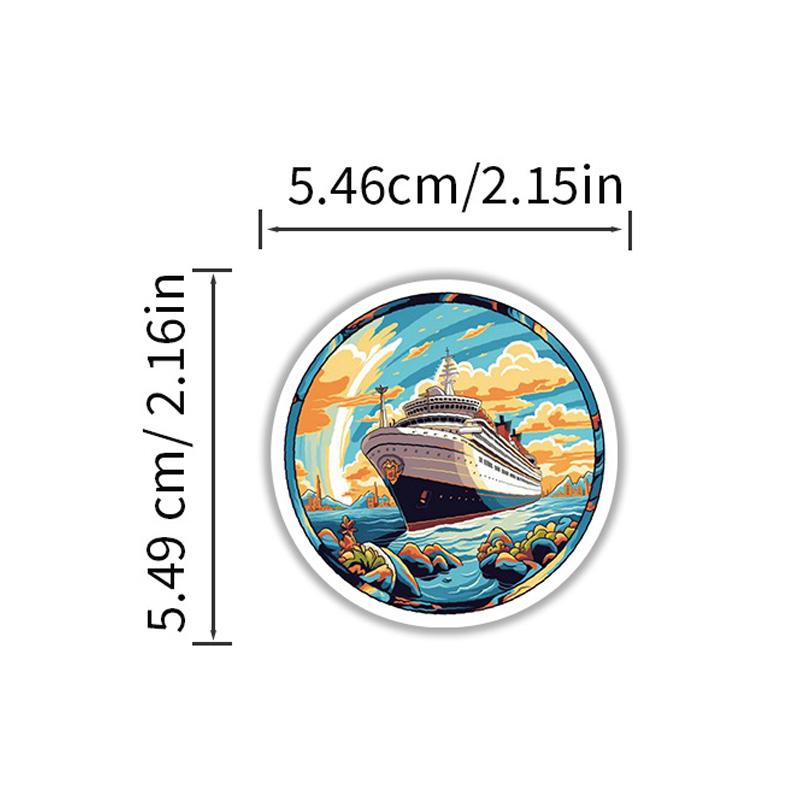 50PCS Relaxing Cruise Travel Stickers Nautical Vacation Sticker Waterproof Vinyl Decals Decor for Water Bottle Luggage Laptop