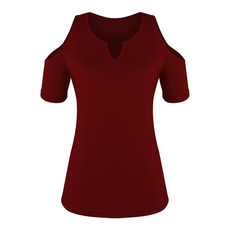 Женская летняя однотонная повседневная свободная блузка с V-образным вырезом и коротким — фото 11