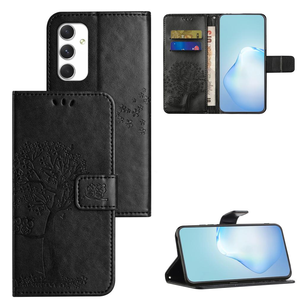 Für Samsung Galaxy A16 5G/A16 4G Hülle PU Leder Eule Baum Aufgedruckt Brieftasche Handyhülle