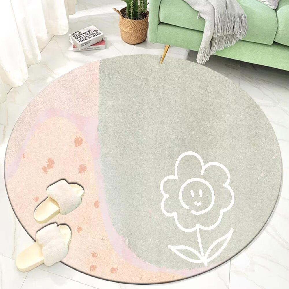 Ins Moderní Styl Roztomilá Dekorace Pokoje Kulatý Koberec Velké Koberce do Obývacího Pokoje Lehký Luxus Domov Pohovkový Koberec Protiskluzová Podložka pod Židli k Toaletnímu Stolku