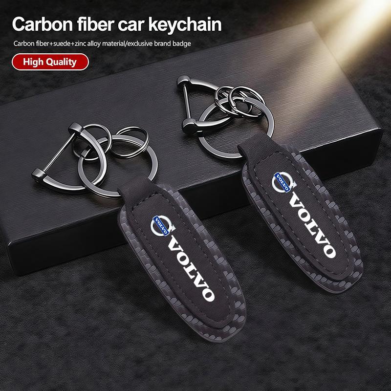 Carbon Fiber Car Keychain Man Women Keyring Gifts Key Organizer For Volvo XC60 XC40 V60 V40 XC90 XC70 V50 S60 V70 S90 AWD T6 V90