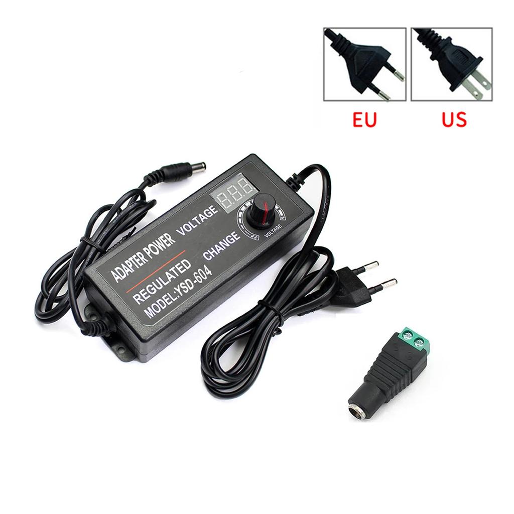 AC Adjustable Power Adapter DC 3V-12V 10A Universal Adapter With Display Screen DC Connector For 2835 5050 LED Strip EU US Plug