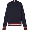 Tommy Hilfiger Cotton Heavyweight Letter Embroidered Logo Loose Baseball Collar Knitted Cardigan Men Outerwear Navy-Blue MW0MW33090