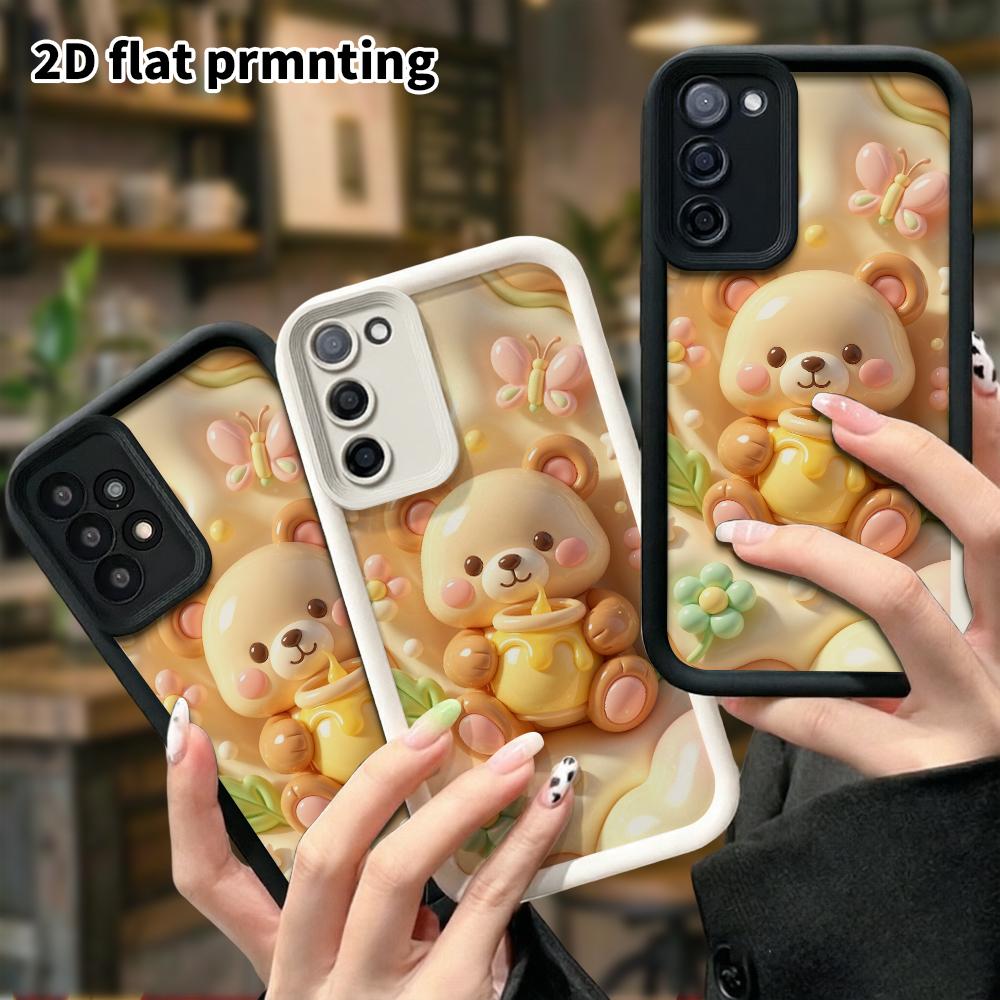 Phone case: 2D flat, suitable for Samsung Galaxy A34 A35 M05 M06 S20 S22 S21 FE Plus 5G protective case, honey little bear, perfect Christmas and Hall