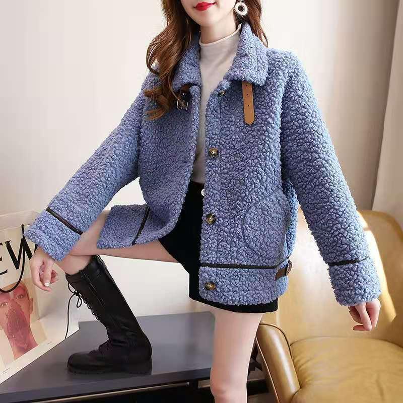 Winter Lamb Fleece Coat Women Thicken Warm Faux Fur Plush Jacket Autumn Female Casual Retro Jackets Plus Size Cardigans