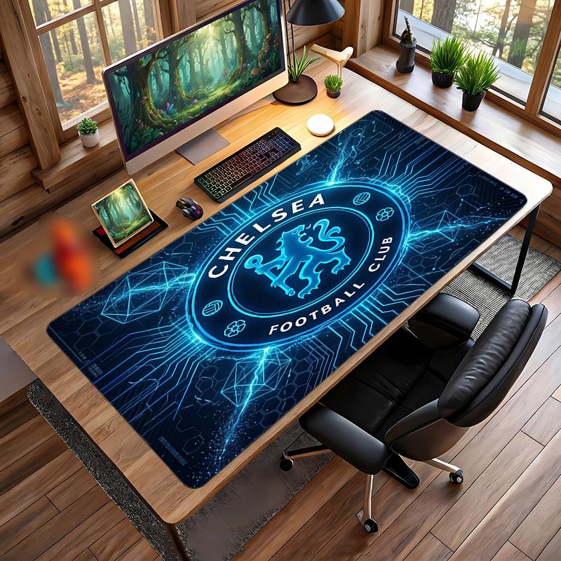 Chelsea FC Aufgedrucktes Großes Mauspads, Rutschfeste Weiche Gummi Gaming Schreibtischmatte für Büro Laptop Computer Dekoration