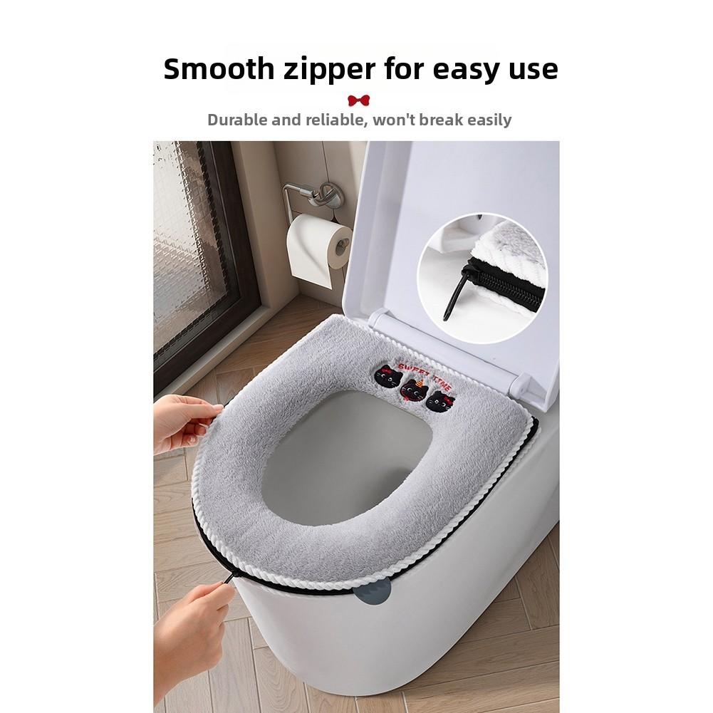 Plush Fabric Toilet Seat Cover U-shaped Toilet Seat Zipper Installation