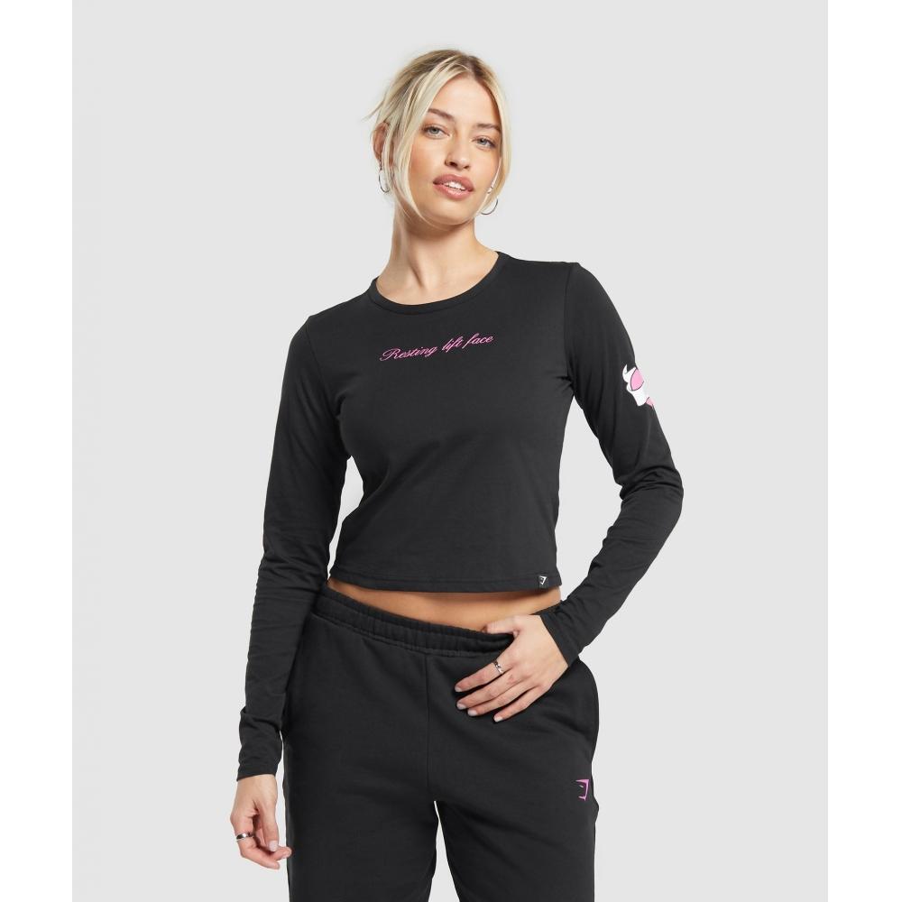 

Футболка миди с длинным рукавом GYMSHARK Tattoo, черная B9A3D BB2J XS