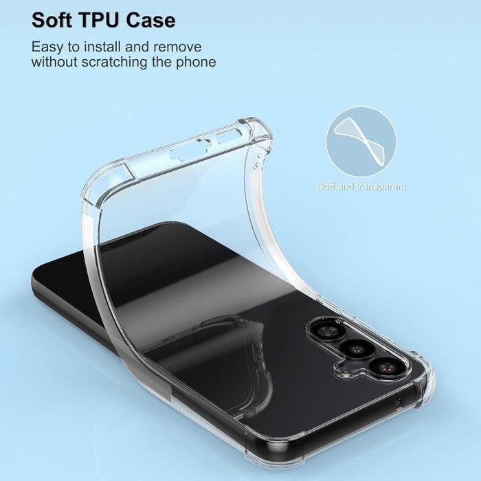 Skyddsskal - BOOLING - för Samsung Galaxy S23 FE - Silikon - Transparent - 4 Förstärkta Hörn - med 2 Härdat Glas