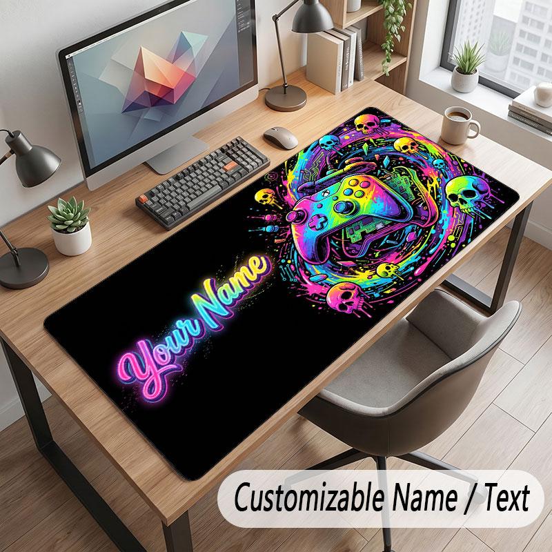 Game Controller Theme Customized Mouse Pad Personalized Print Name Text Desk Mat For Home Office Table Decor