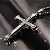 Fashion New Male Crystal Cross Jesus Pendant Gold/Black/Blue Color Zirconia Necklace Bamboo Chain Jewelry Gifts