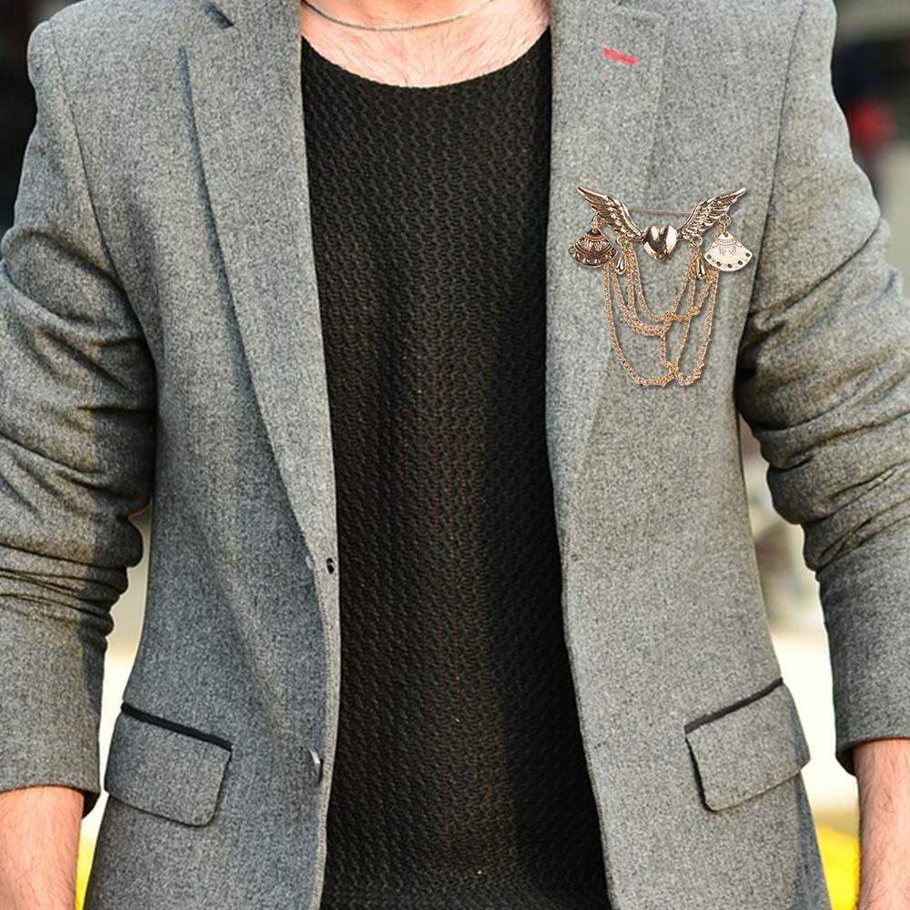 Style Chain Long Tassel Lapel Pin Angle Wing Fashion Accessories Brooches Jewelry Brooch Pins