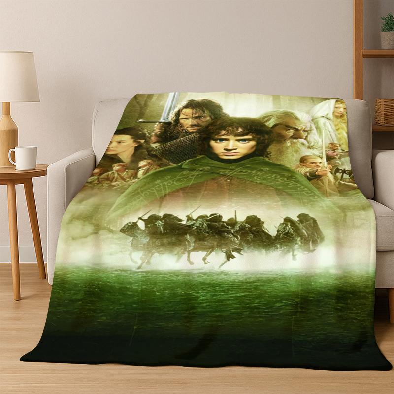 Movie L-Lord of The Rings H-Hobbit Flannel Blanket Soft Warm Blanket Throw Blanket for Bedroom Living Room Bed Picnic Gift Kid