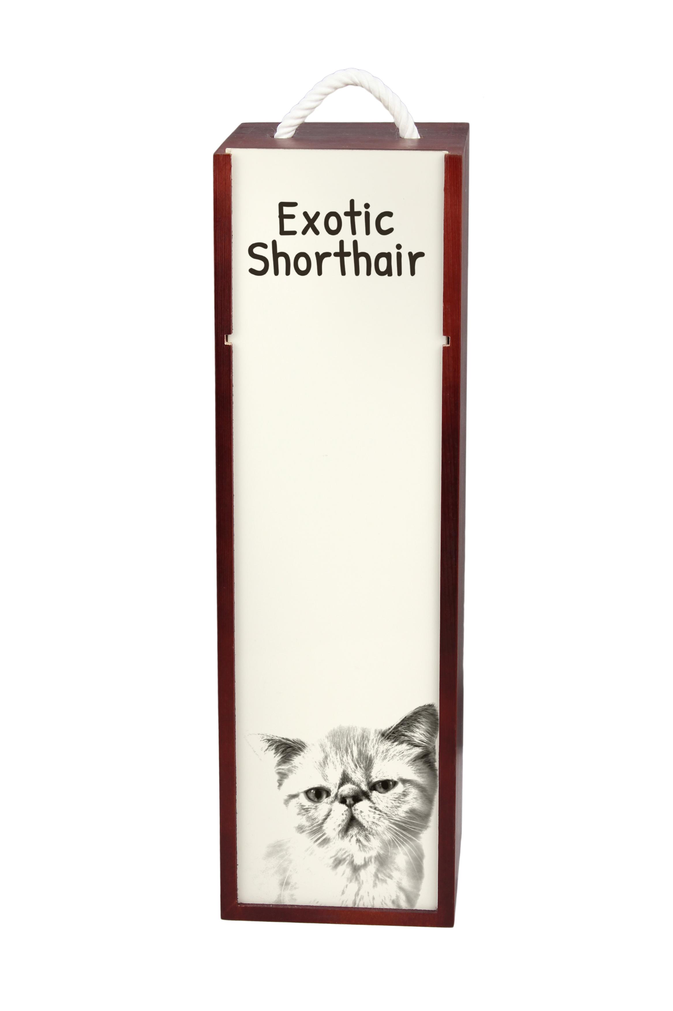 

Exotic Shorthair - wine box with a cat, alcohol box with graphics, personalized gift box from the Art-Dog brand коричневий
