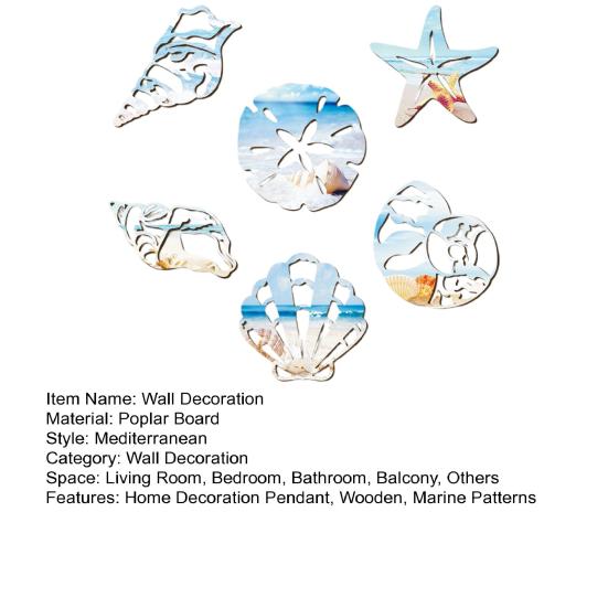 Marine Wall Decoration Wooden Board Hanging Coastal Conch Shell Unique Mediterranean