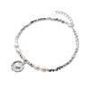 Heart Round Plate Pearl Bracelet Irregular Crushed Silver 925 Sterling Silver Bracelet for Women Summer Ins Style