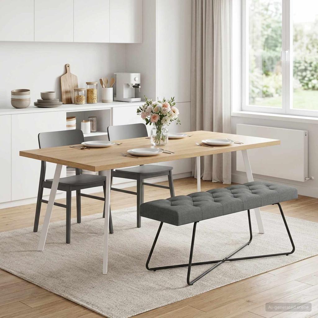 Bench with Button Tufting Dark Gray 110 x 40 x 46 cm Fabric