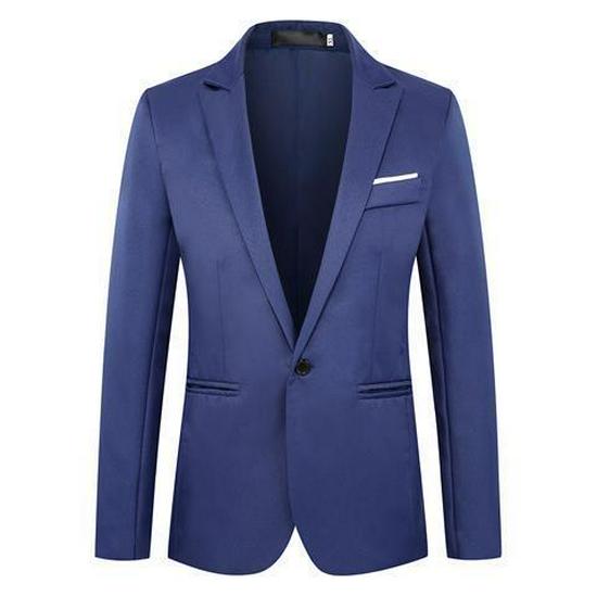 

Мужской приталенный пиджак больших размеров — легкий, однотонный, многоцветные варианты. XL озеро синий