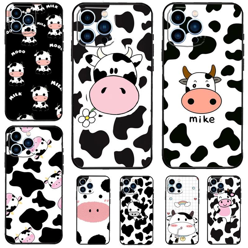 Cut Cow Case For iPhone 11 12 13 14 15 16 Pro Max Mini X XR XS Max 7 8 Plus Soft Back Cover