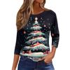 Women's Snowman Printed Christmas Theme Round Neck Long Sleeve T-shirt Casual Polyester Christmas Party Pullover