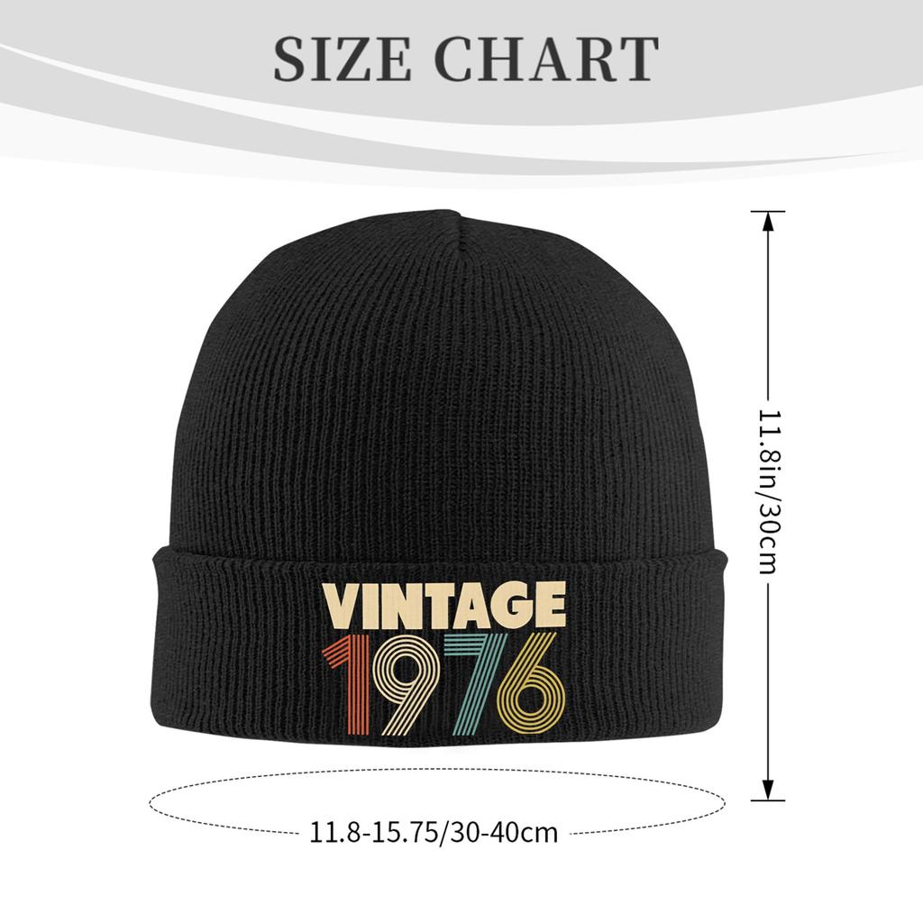 Born in 1976 vintage age 50 years old funny 50th birthday Knitted Hat Beanie Winter Hats Warm Unisex  Street  Caps Men Women