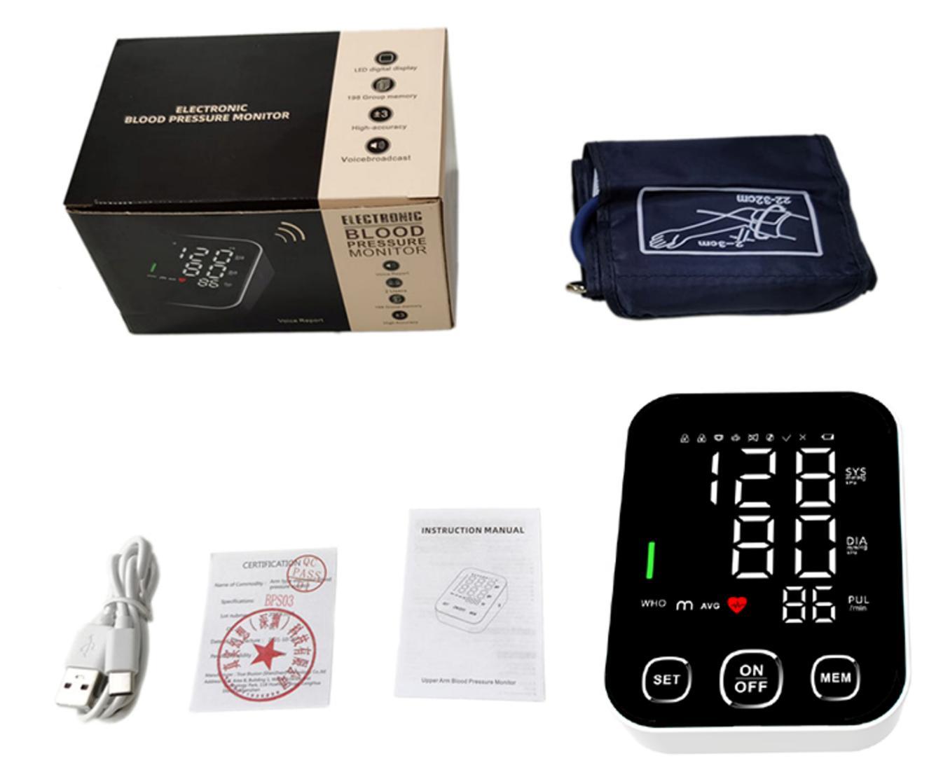 Electric Digital Portable Rechargeable High Accuracy Blood Pressure Monitor Electronic Sphygmomanometer BP Machine CE Certified Acrylic