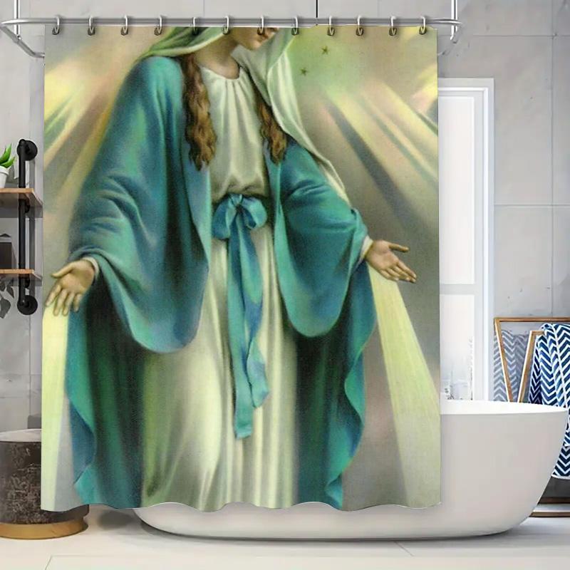 

White Striped Shower Curtain Decorative Bathroom Liner For Kids Bath With Your Name Or Text Ships Worldwide W60H190(CM)-1 Pcs
