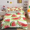 Watermelon Duvet Cover Set Green and Red Colour Polyester Comforter Cover King Queen Full Size for Kids Teens Adults Bedding Set