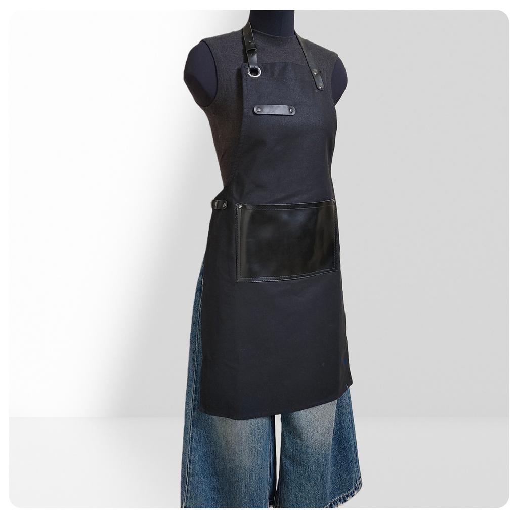 Amerikanische schwarze Leinwand Leder Tasche Nackenschürze Arbeitskleidung Herren und Damen Outdoor Gärtner Küche