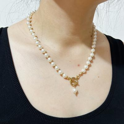 High-end Light Luxury Imitation Pearl Necklace Women's Simple Personality Niche Handmade Beaded Collarbone Chain Jewelry
