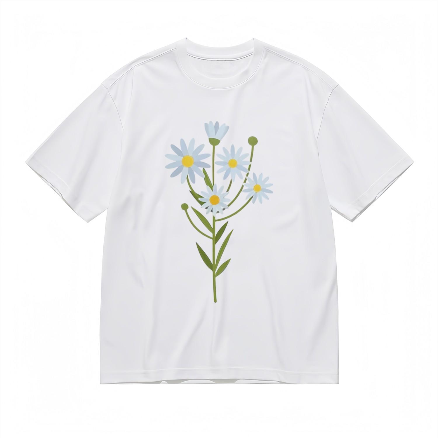 Women s Comfortable Breathable Classic T-Shirt Mens Womens Tees Top Minimalist Light Blue Floral Tee M