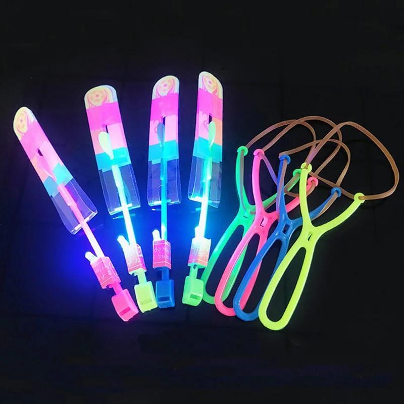 6/10pcs Catapult Slings Glowing Arrows LED Lights Flashing Dragonfly Glowing Children's Party Toys Gifts Illuminate the Sky