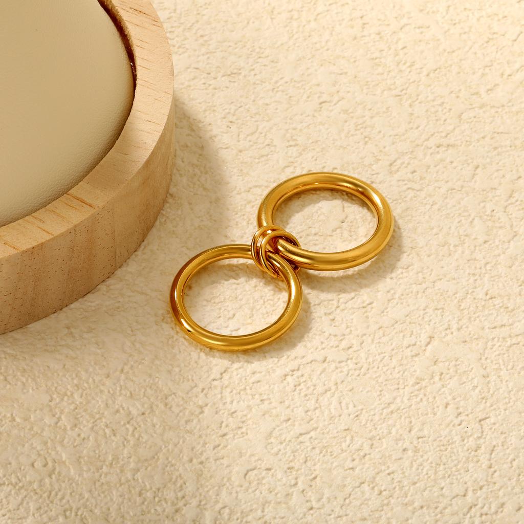 Geometric Double Circle Ring For Women Minimalist Retro Jewelry Light Luxury Design