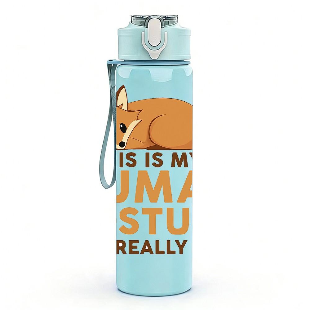 1PC This Is My Human Costume Cat Print 750ml Color Plastic Sports Water Bottle Leakproof Flip Straw Lid Suitable for Sports Office Home Use